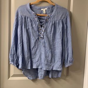 F21 Blue quarter sleeve top